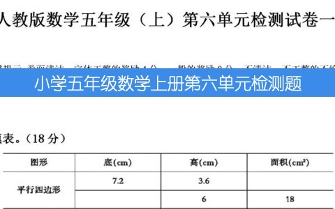 人教版小学五年级上册数学第六单元 检测卷附答案下载
