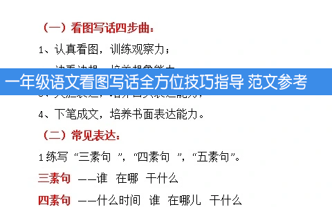 一年级语文看图写话全方位技巧指导 范文参考 电子档下载打印