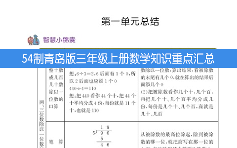 54制青岛版三年级上册数学知识重点汇总 共10页