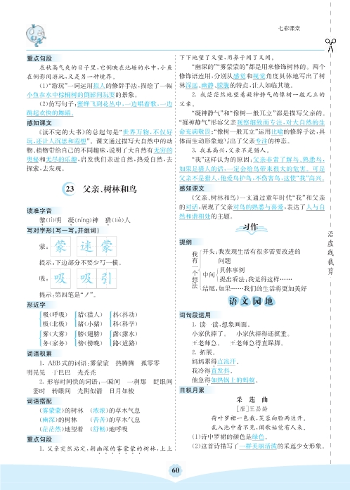 三年级上册语文第七单元核心考点清单