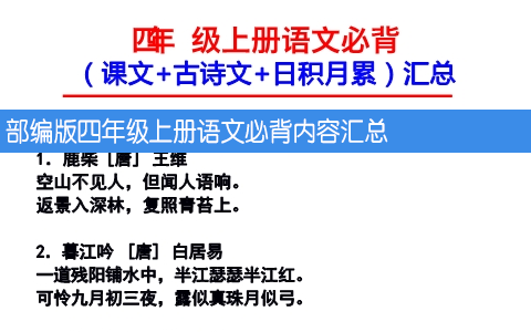 部编版四年级上册语文必背内容汇总