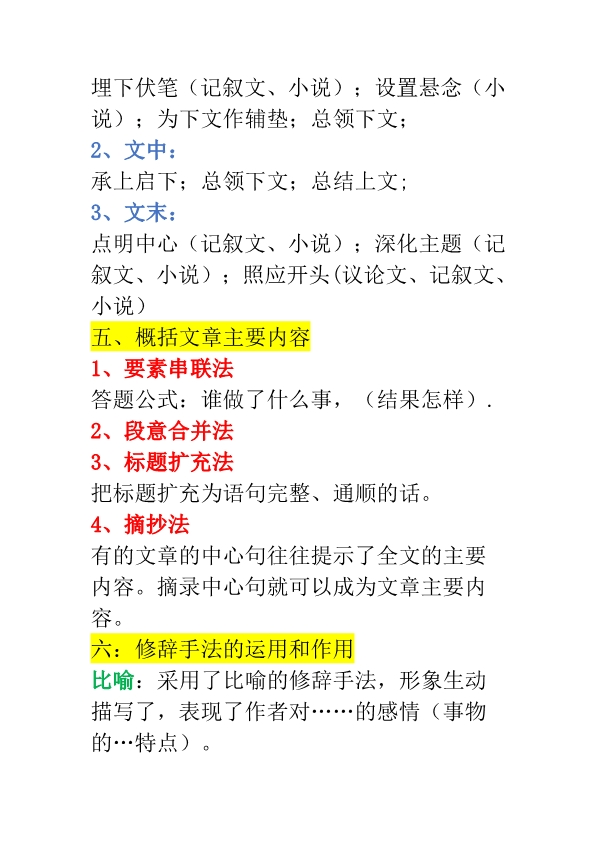 小学生必知阅读理解16 条通用公式 共8页