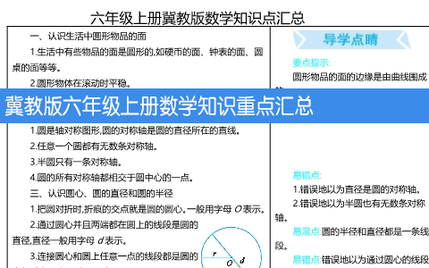 冀教版六年级上册数学知识重点汇总  共15页
