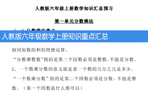 人教版六年级数学上册知识重点汇总 共16页