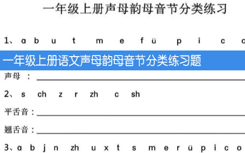 一年级上册语文声母韵母音节分类练习题
