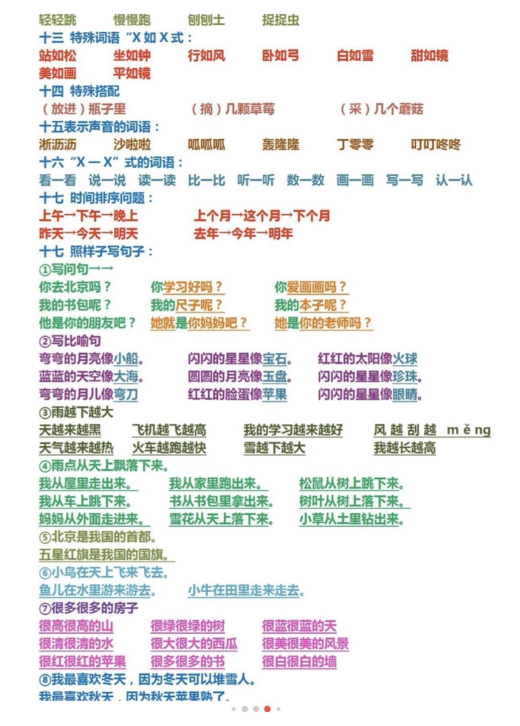 一年级上册语文 全册六大知识点总结