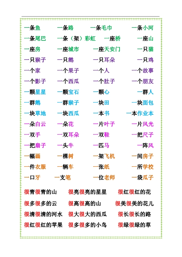 一年级语文上册知识点归纳总结