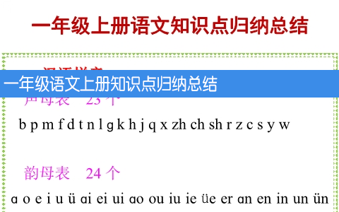 一年级语文上册知识点归纳总结