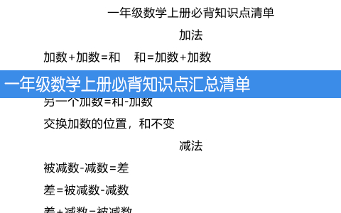 一年级数学上册必背知识点汇总清单