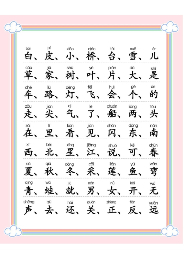 一年级语文上册300字识字表