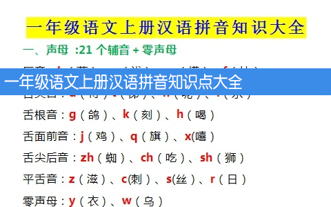 一年级语文上册汉语拼音知识点大全 共17页