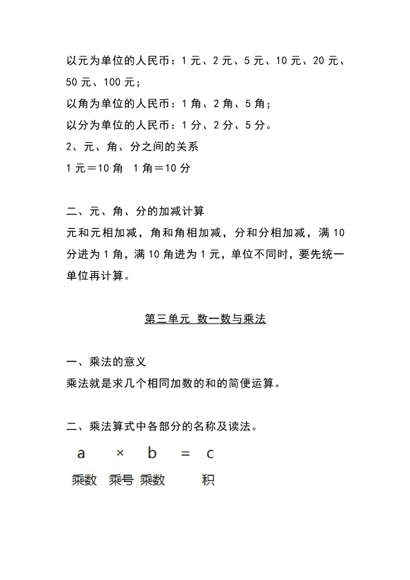 北师大二年级上册数学知识点重点汇总 共9页