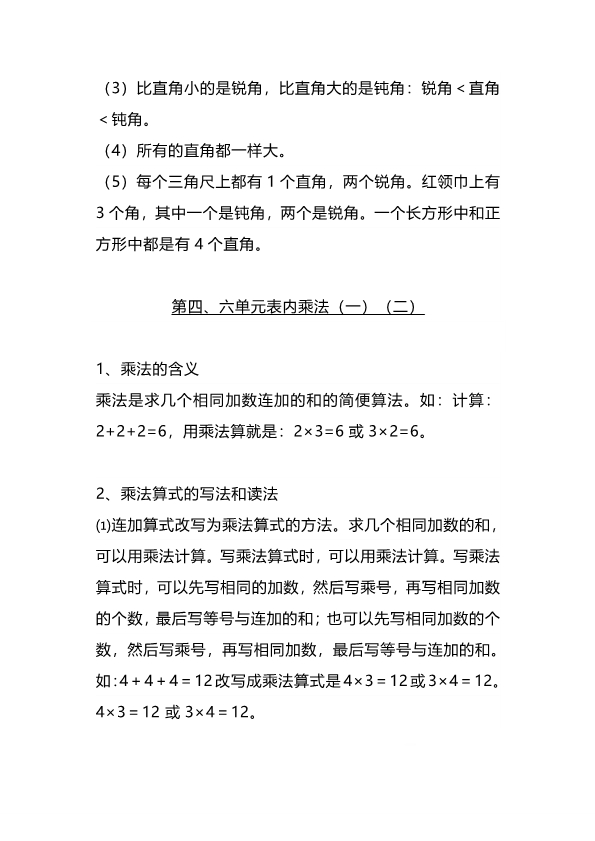 二（上）人教版数学重点知识点汇总 共11页