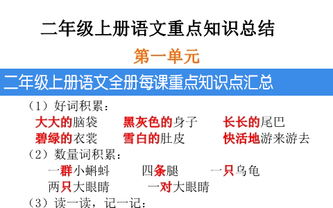 二年级上册语文全册每课重点知识点汇总