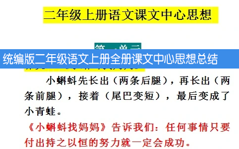 统编版二年级语文上册全册课文中心思想总结