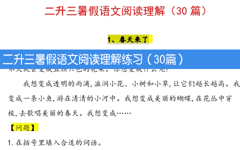 二升三暑假语文阅读理解练习（30篇）