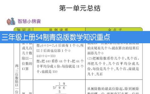三年级上册54制青岛版数学知识重点