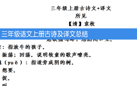 三年级语文上册古诗及译文总结