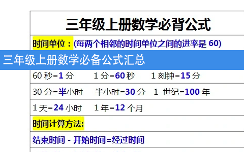 三年级上册数学必备公式汇总