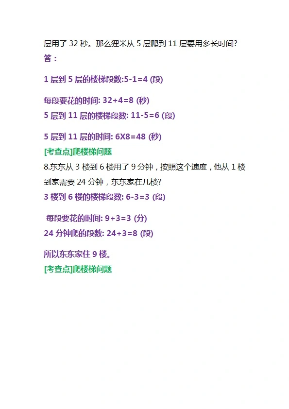 三年级上册数学必考重点锯木头和爬楼梯问题练习