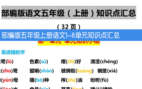 部编版五年级上册语文1-8单元知识点汇总