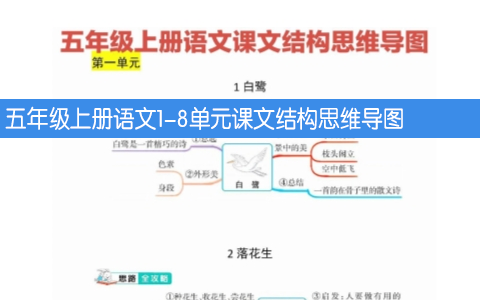 五年级上册语文1-8单元课文结构思维导图