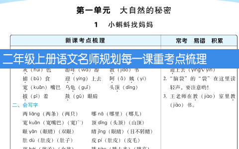 二年级上册语文名师规划每一课重考点梳理（全册）共36页