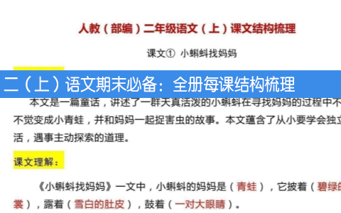 二（上）语文期末必备：全册每课结构梳理