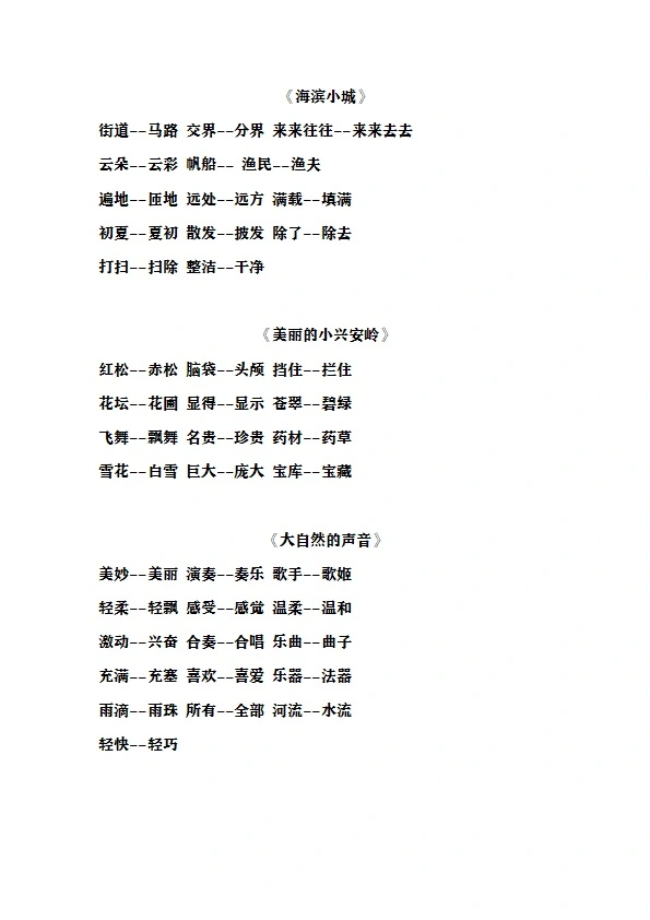 三年级上册语文期末复习近义词和反义词汇总 共10页