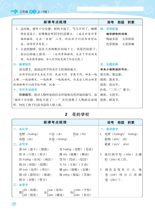 三年级语文上册期末 每一课重考点梳理（全册）共40页