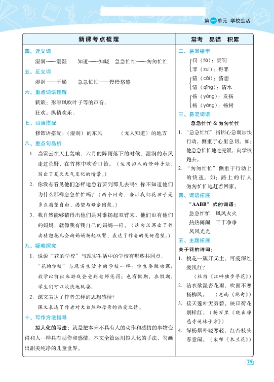 三年级语文上册期末 每一课重考点梳理（全册）共40页