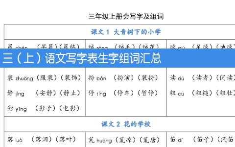 三（上）语文写字表生字组词汇总