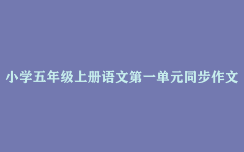 小学五年级上册语文第一单元同步作文、优秀作文《我的心爱之物》