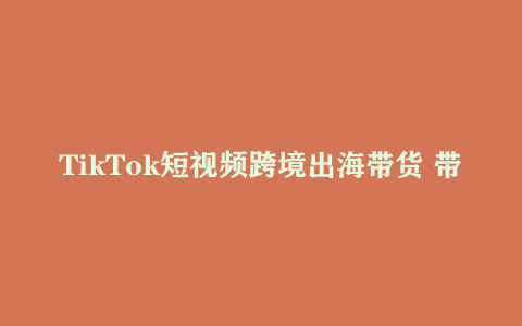 TikTok短视频跨境出海带货 带你玩TikTok短视频课程网盘下载