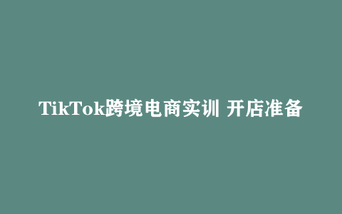 TikTok跨境电商实训 开店准备与选品策略 网盘资源