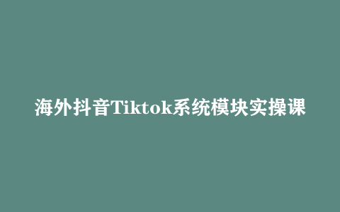 海外抖音Tiktok系统模块实操课教程网盘资源 TK短视频带货 TK直播带货 TK小店端实操等
