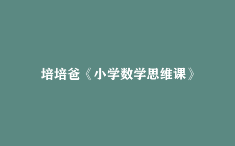 培培爸《小学数学思维课》