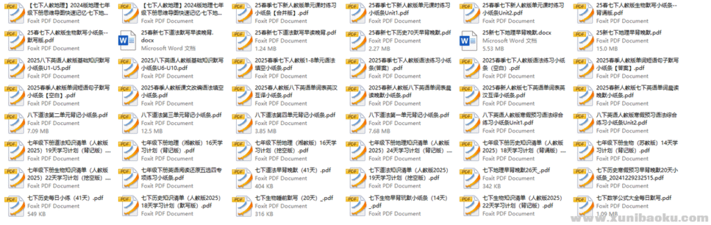 2025版初中7-9年级上下册各科早背晚默小纸条