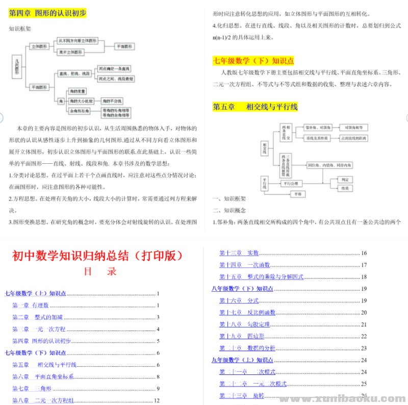 初中九科全套知识点+（最全）初中数学知识点归纳汇总[PDF/DOC/DOWC]