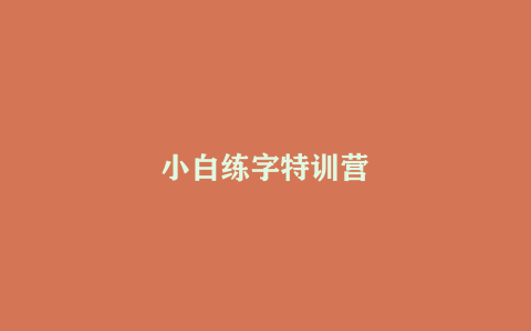 小白练字特训营