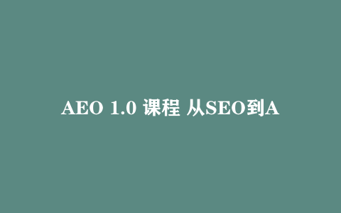 AEO 1.0 课程 从SEO到AE0的基命性转变 手把手教会你用AnswerEngineOptimization技…