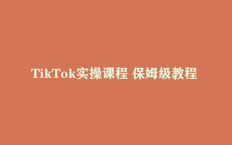 TikTok实操课程 保姆级教程 手把手带你跑通TikTok变现全流程