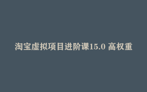淘宝虚拟项目进阶课15.0 高权重标题优化 AI工具提效 自动盈利模式搭建