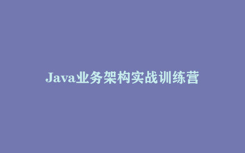 Java业务架构实战训练营