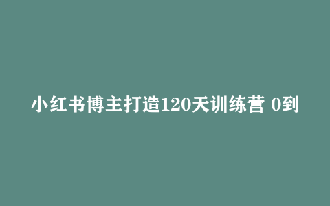 小红书博主打造120天训练营 0到1掌握平台运营、内容制作和商业变现