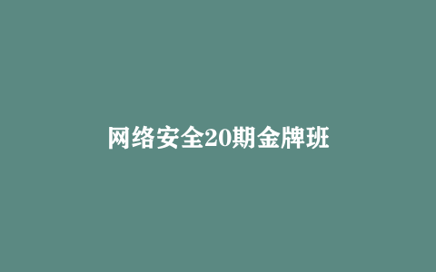网络安全20期金牌班
